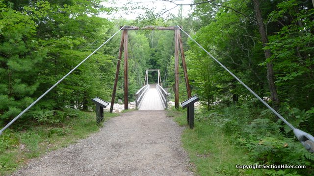 Cross the suspension bridge over the East Branch Pemigewasset River