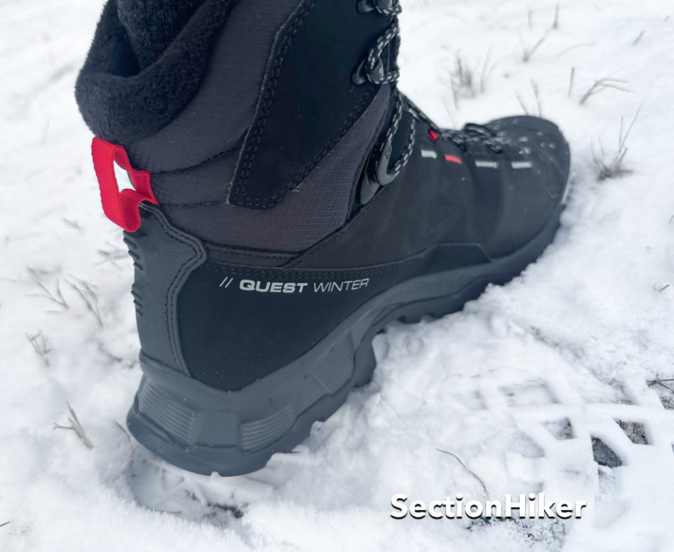 The Quest Winter has a slightly flared heel for greater stability.